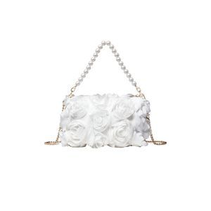 Faux Pearl Clutch Bag Flower Shape Small Crossbody Bag Evening :O